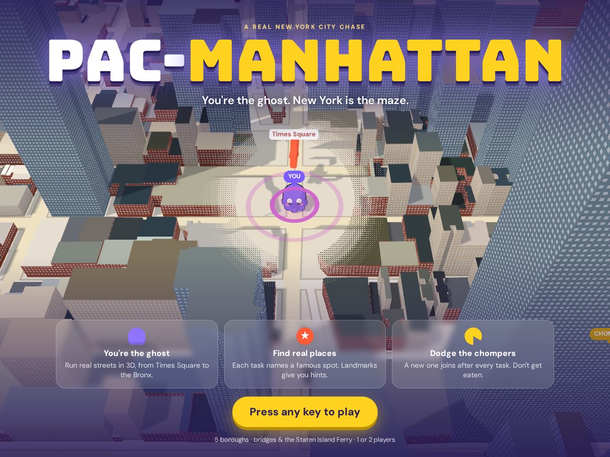 Landing-page snapshot of pac-manhattan.tech