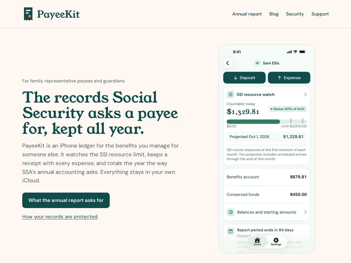 Landing-page snapshot of payeekit.com