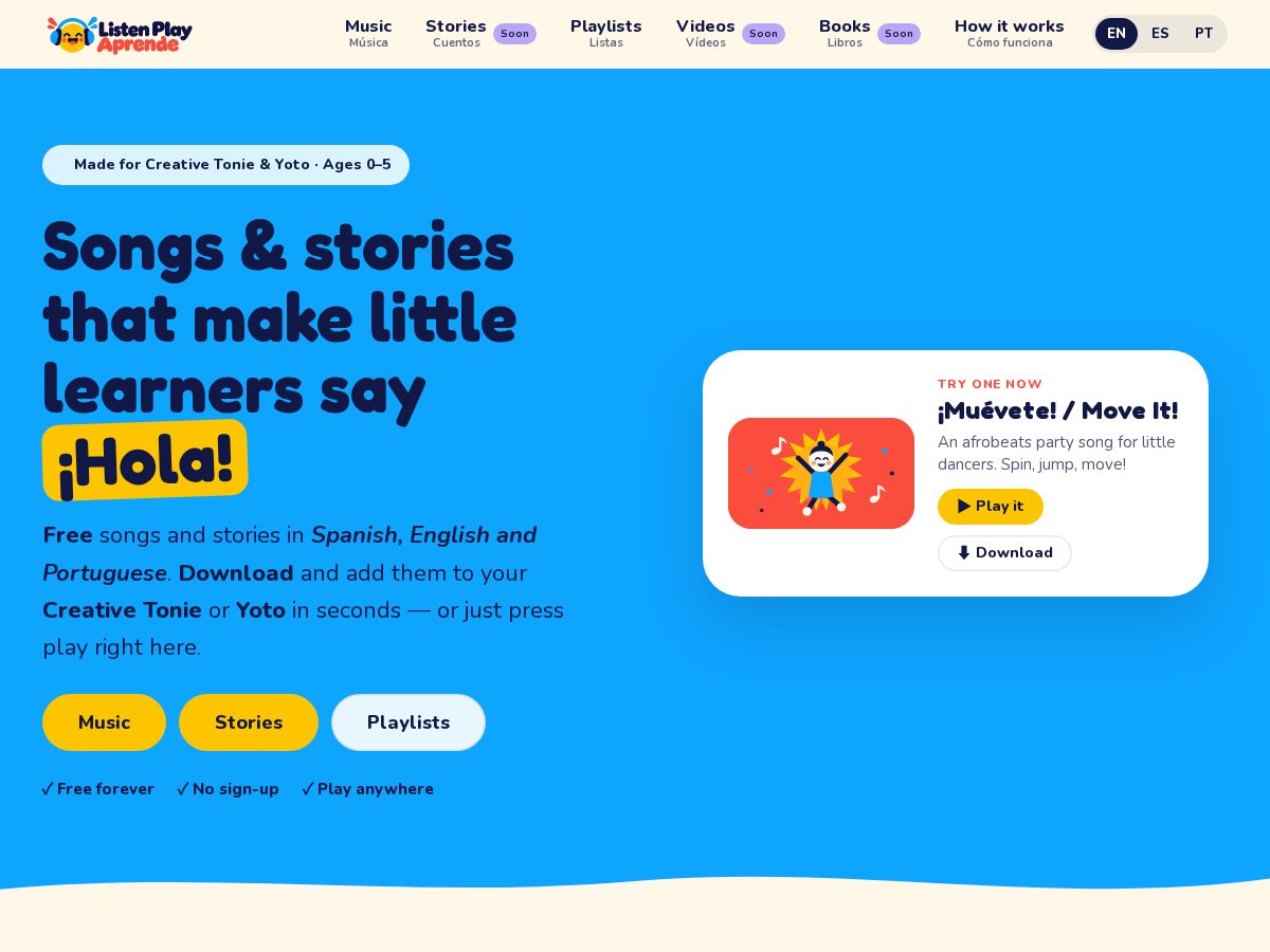 Landing-page snapshot of playaprende.com