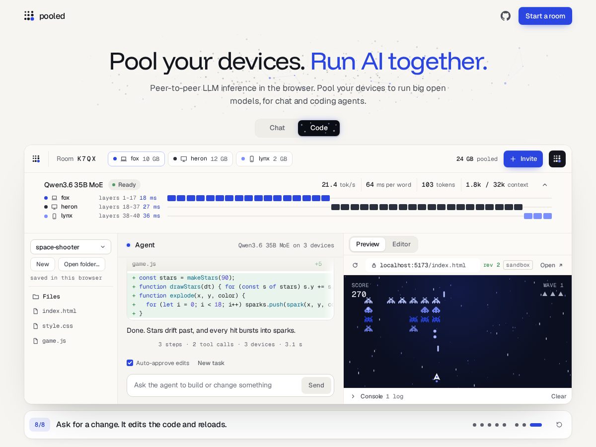 Landing-page snapshot of pooled.run