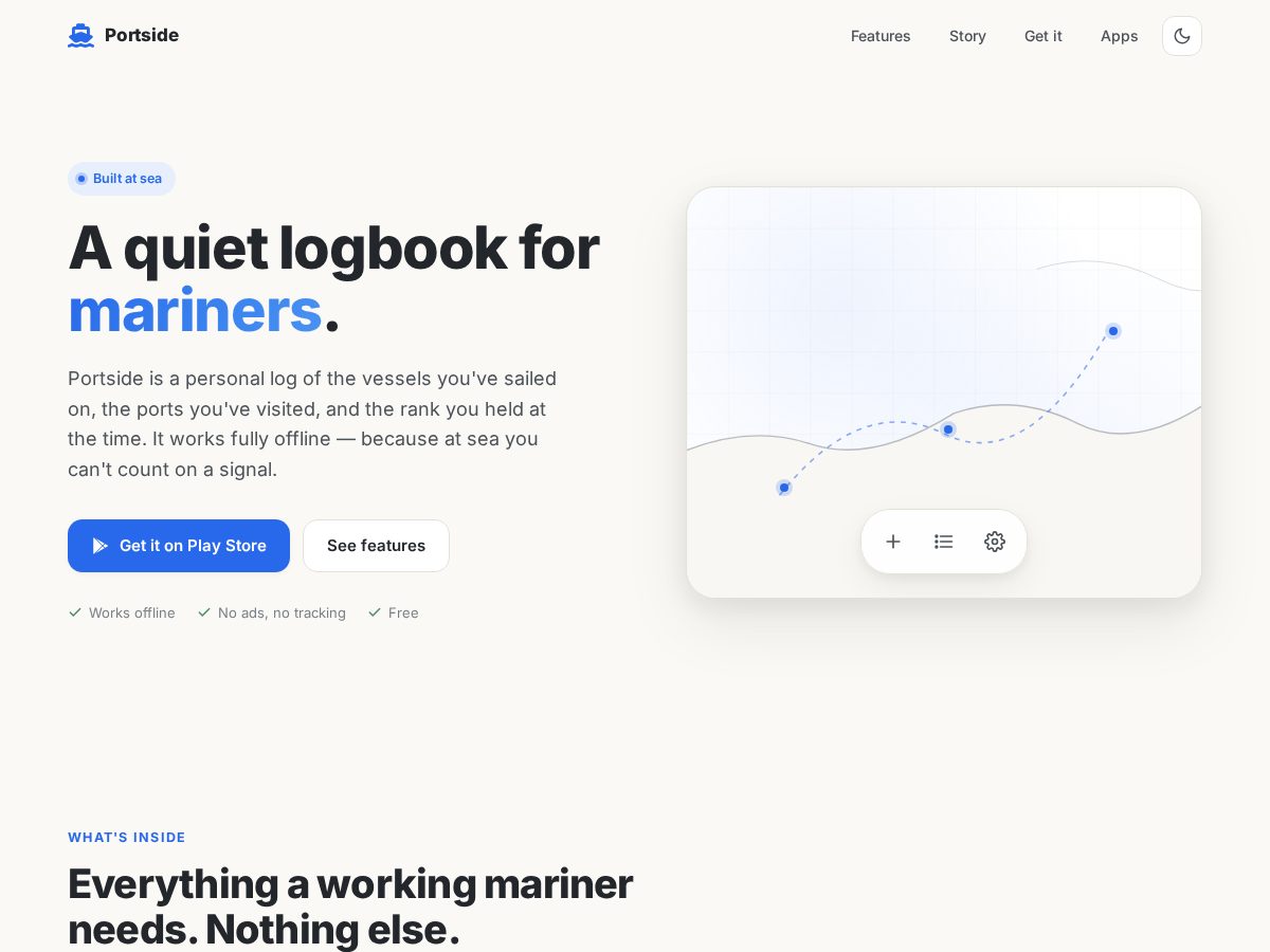 Landing-page snapshot of portside.work
