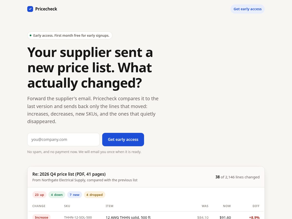 Landing-page snapshot of pricecheckdiff.com