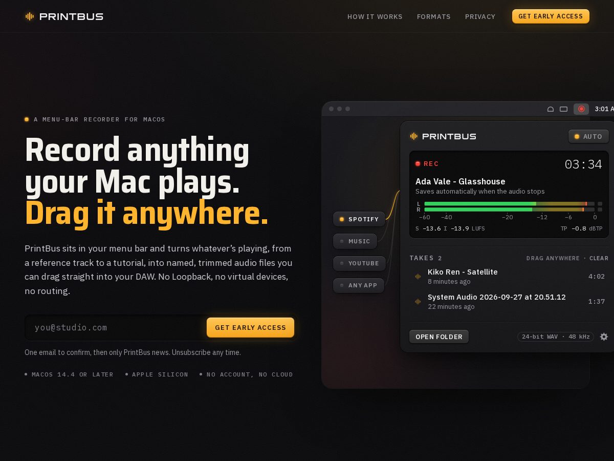 Landing-page snapshot of printbus.app
