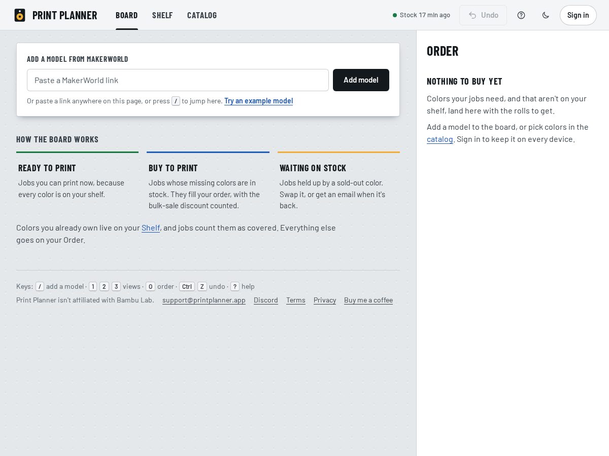 Landing-page snapshot of printplanner.app