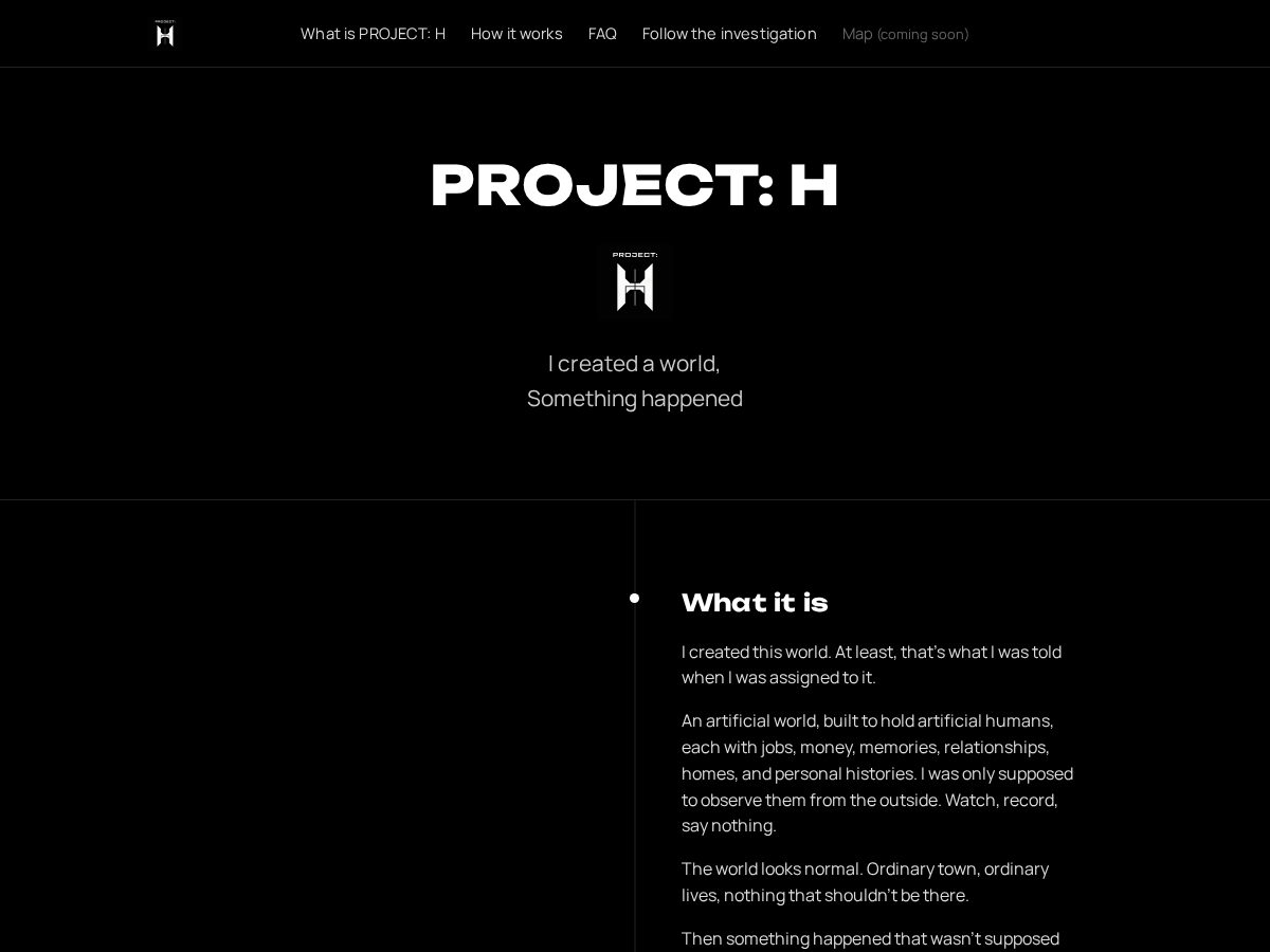 Landing-page snapshot of projecth.net