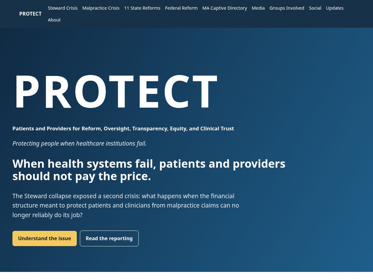 Landing-page snapshot of protect-ma.org