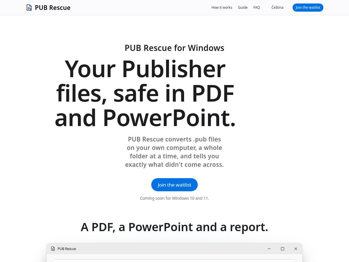 Landing-page snapshot of pub-rescue.com