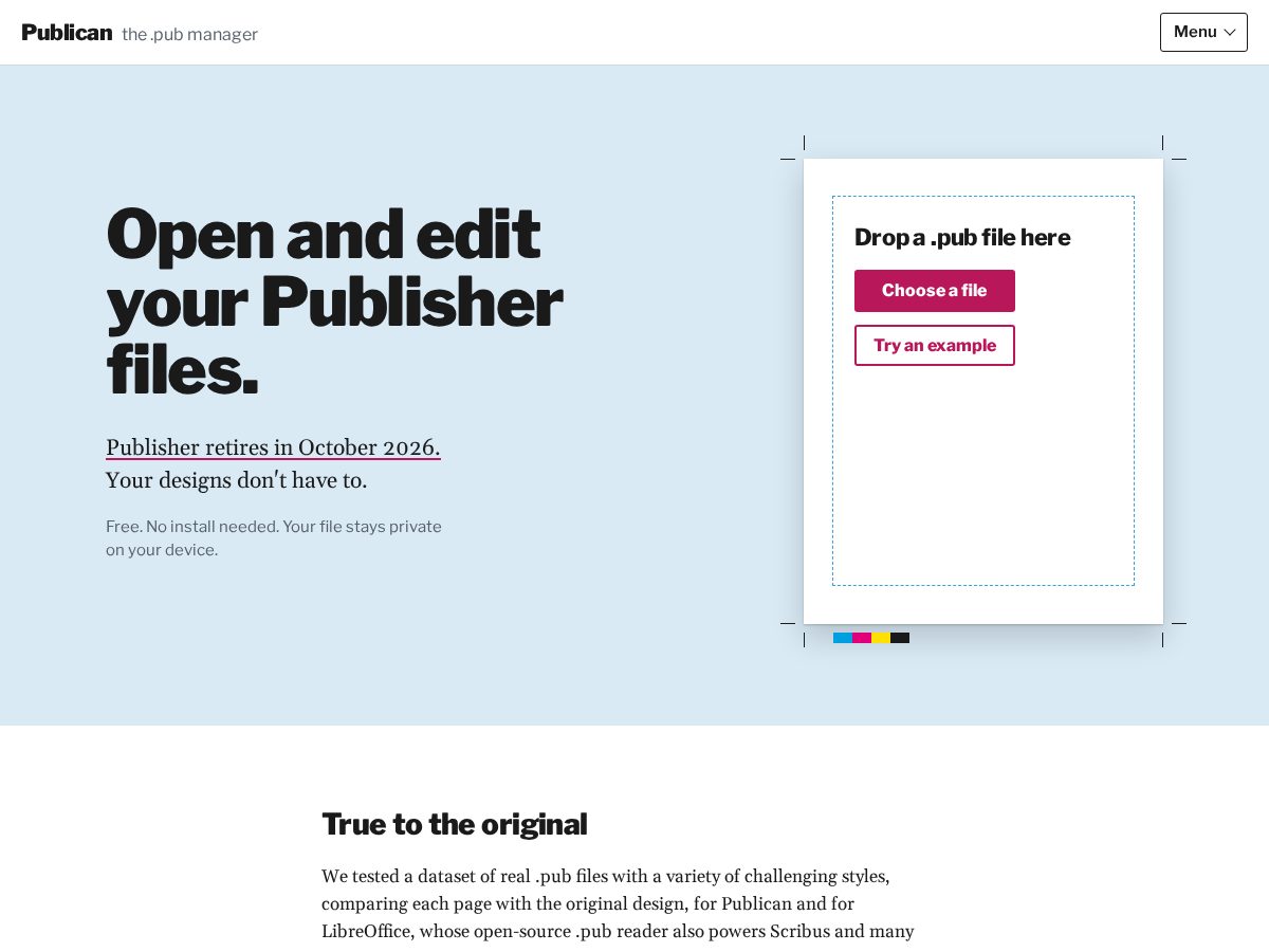 Landing-page snapshot of publican.app