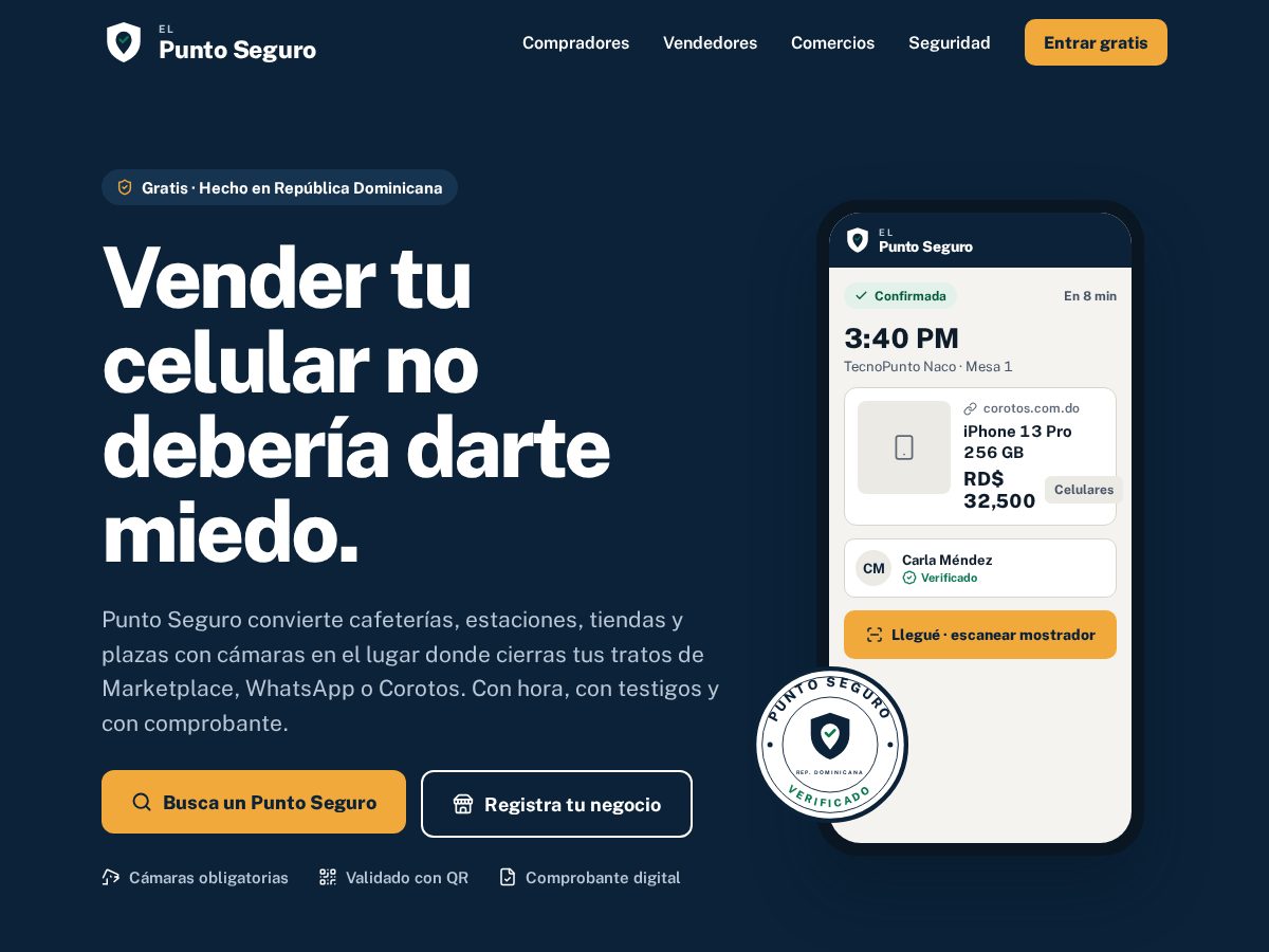 Landing-page snapshot of puntoseguro.app