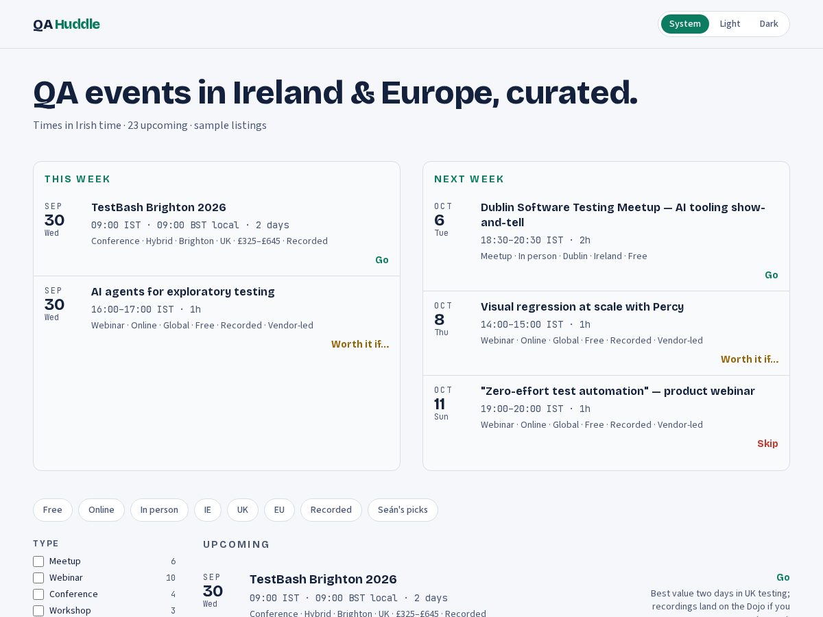 Landing-page snapshot of qahuddle.com