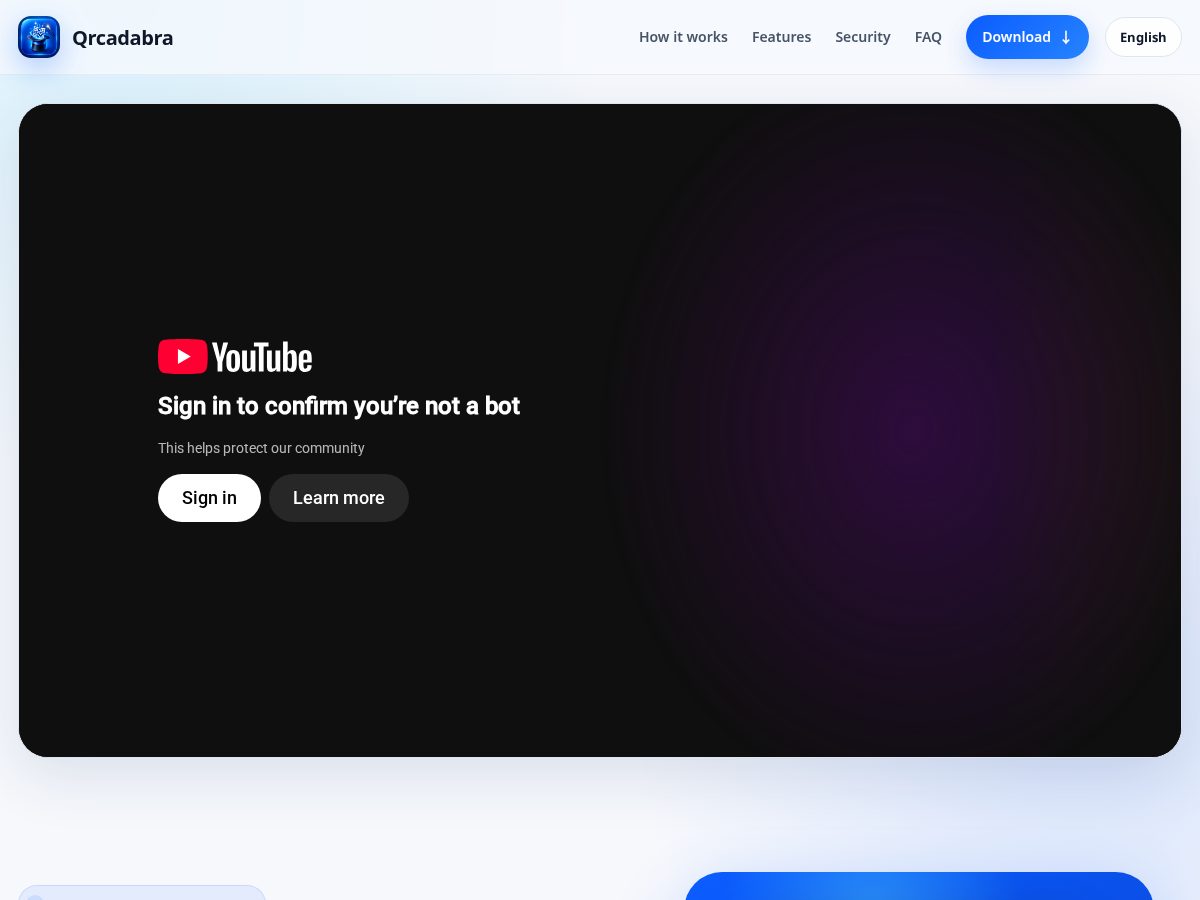 Landing-page snapshot of qrcadabra.com