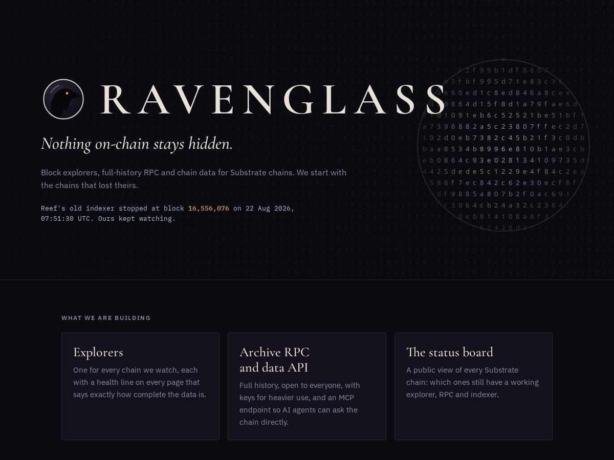 Landing-page snapshot of ravenglass.xyz