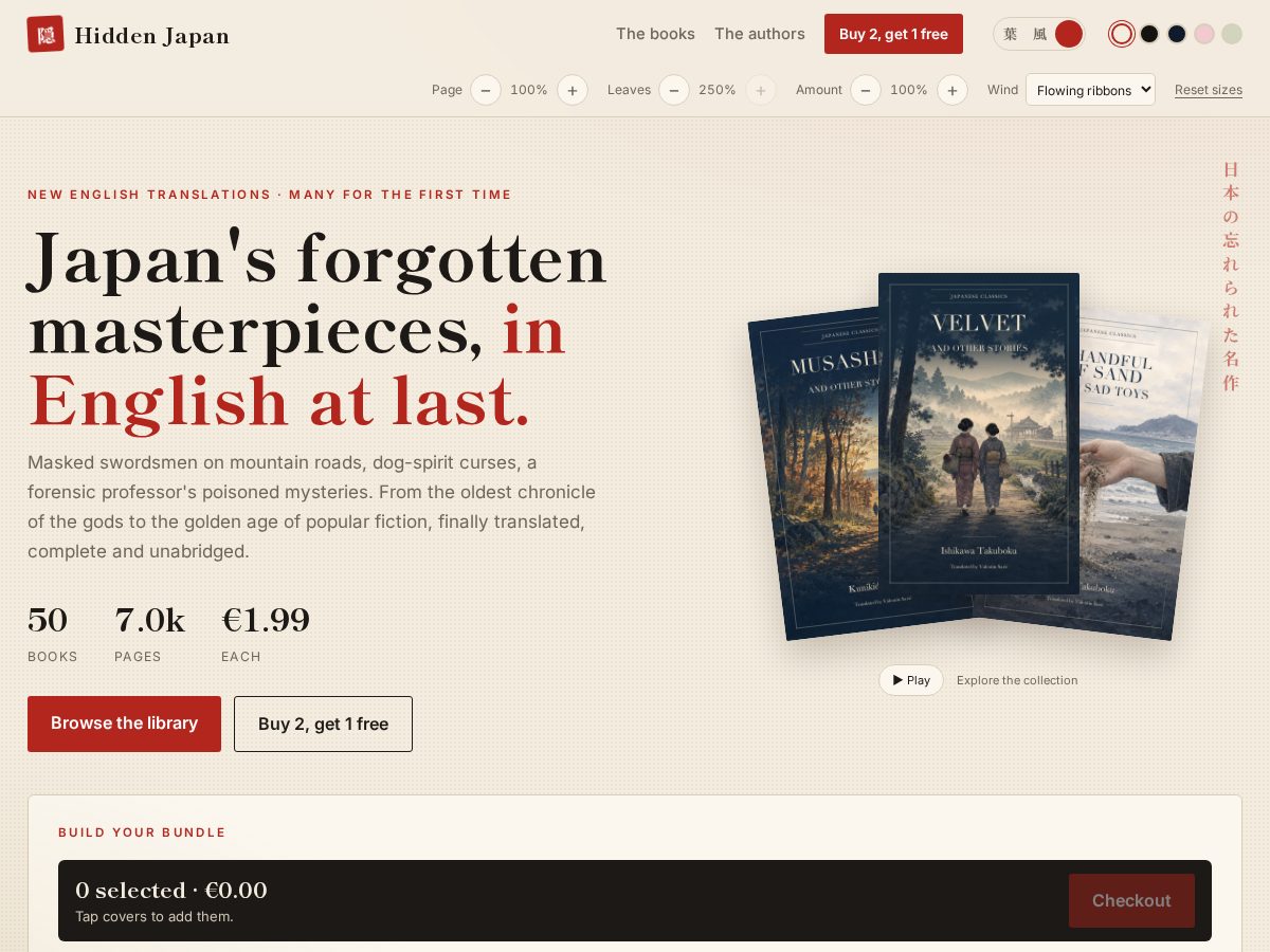 Landing-page snapshot of readhiddenjapan.com