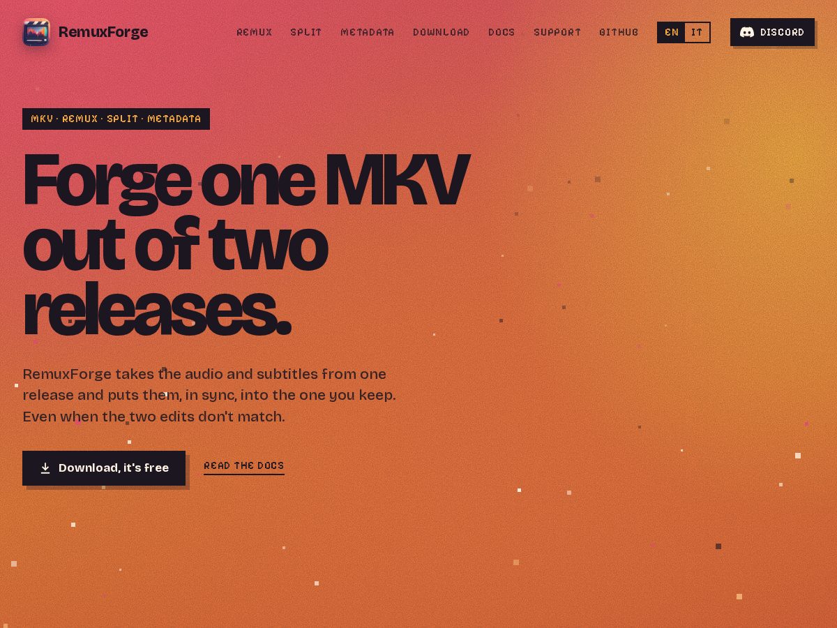 Landing-page snapshot of remuxforge.app
