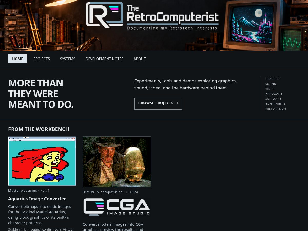 Landing-page snapshot of retrocomputerist.com