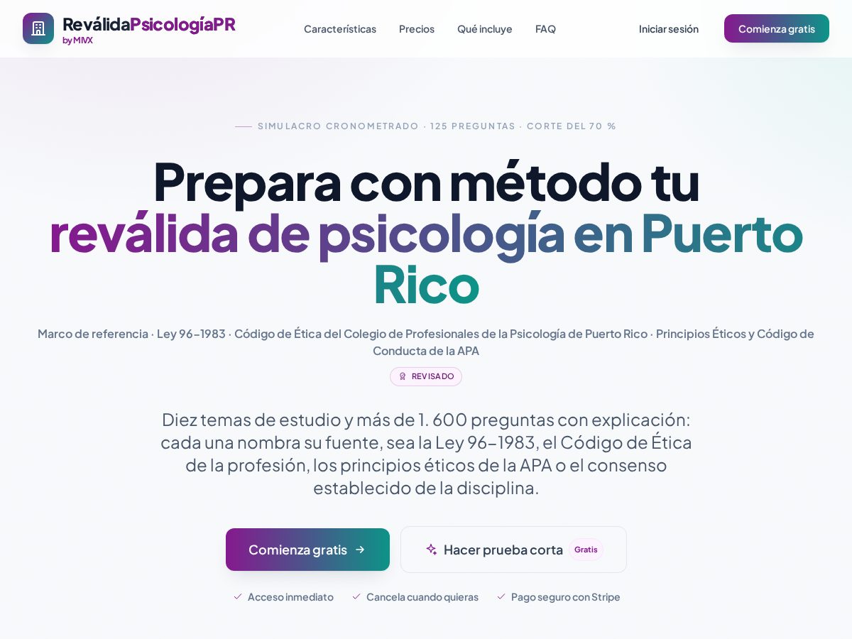 Landing-page snapshot of revalidapsicologiapr.com