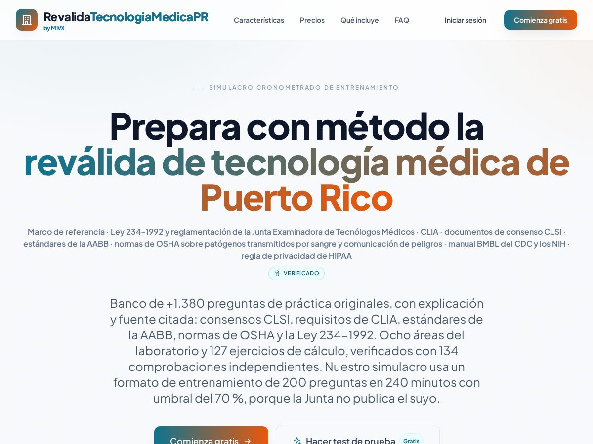 Landing-page snapshot of revalidatecnologiamedicapr.com