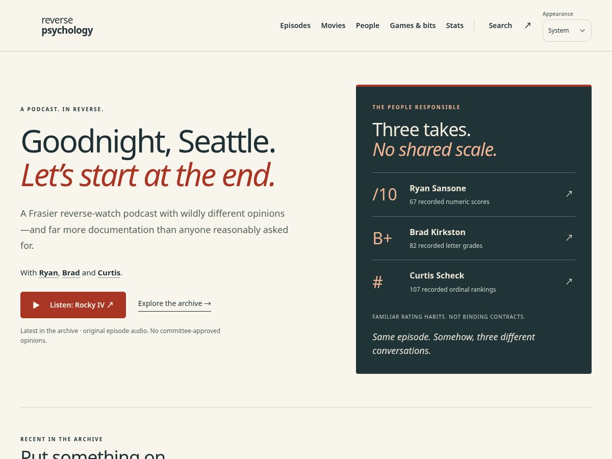 Landing-page snapshot of reversepsychpod.com