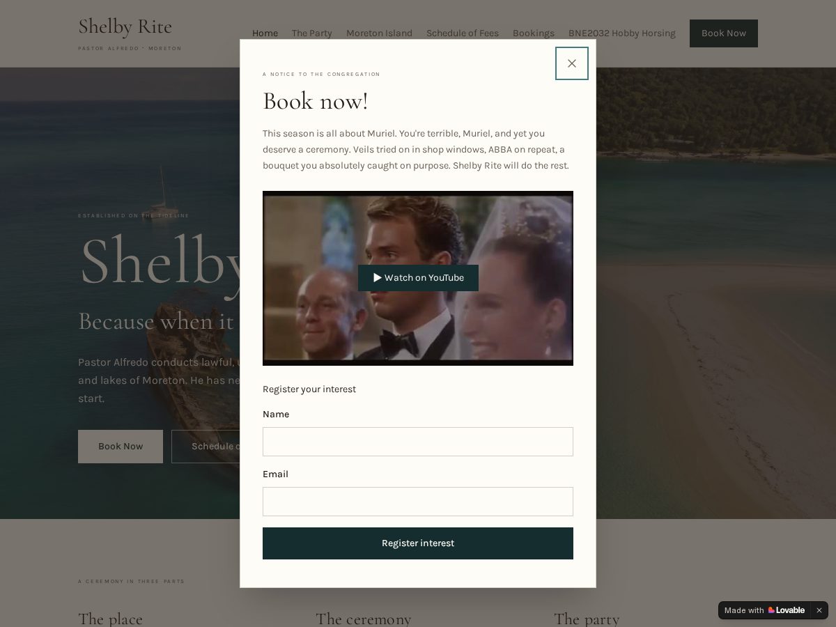 Landing-page snapshot of ritetovows.com