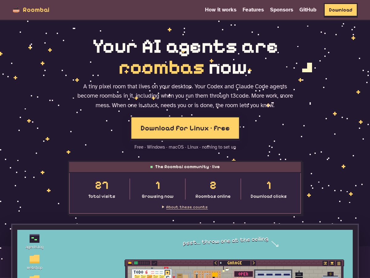 Landing-page snapshot of roombai.com