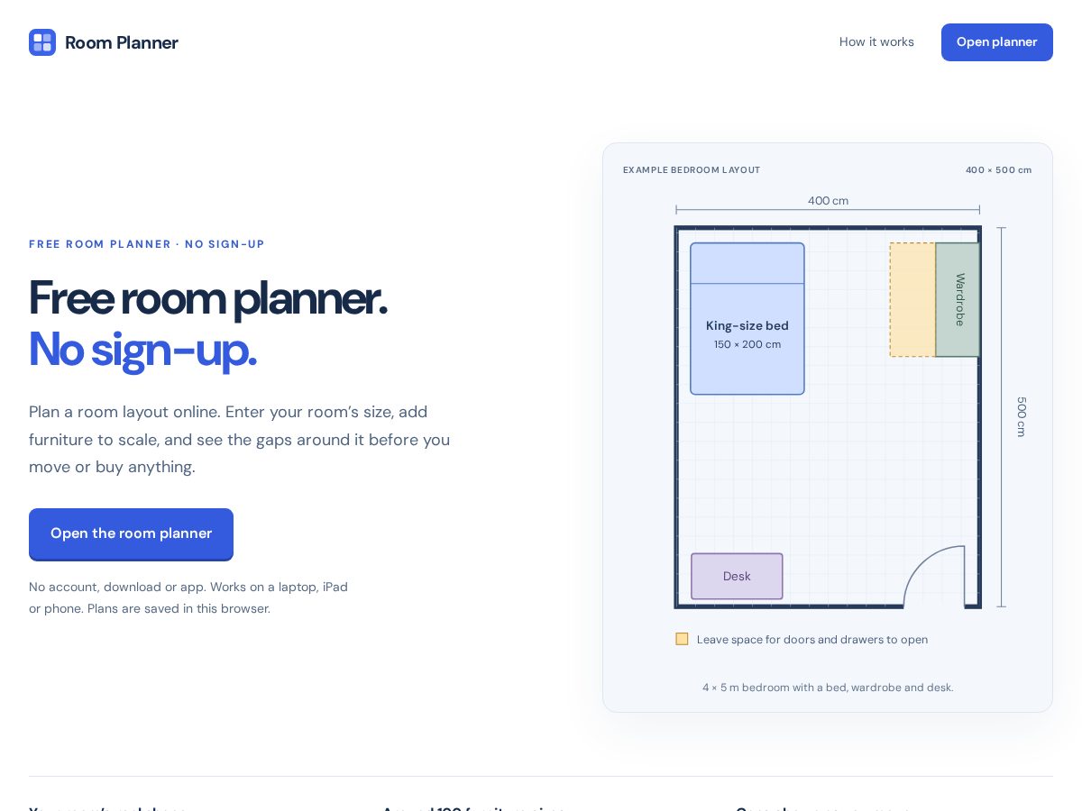 Landing-page snapshot of roomfitcheck.com