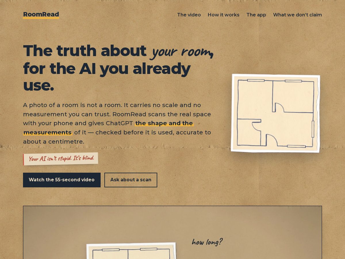Landing-page snapshot of roomread.app