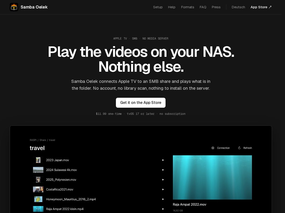 Landing-page snapshot of samba-oelek.com