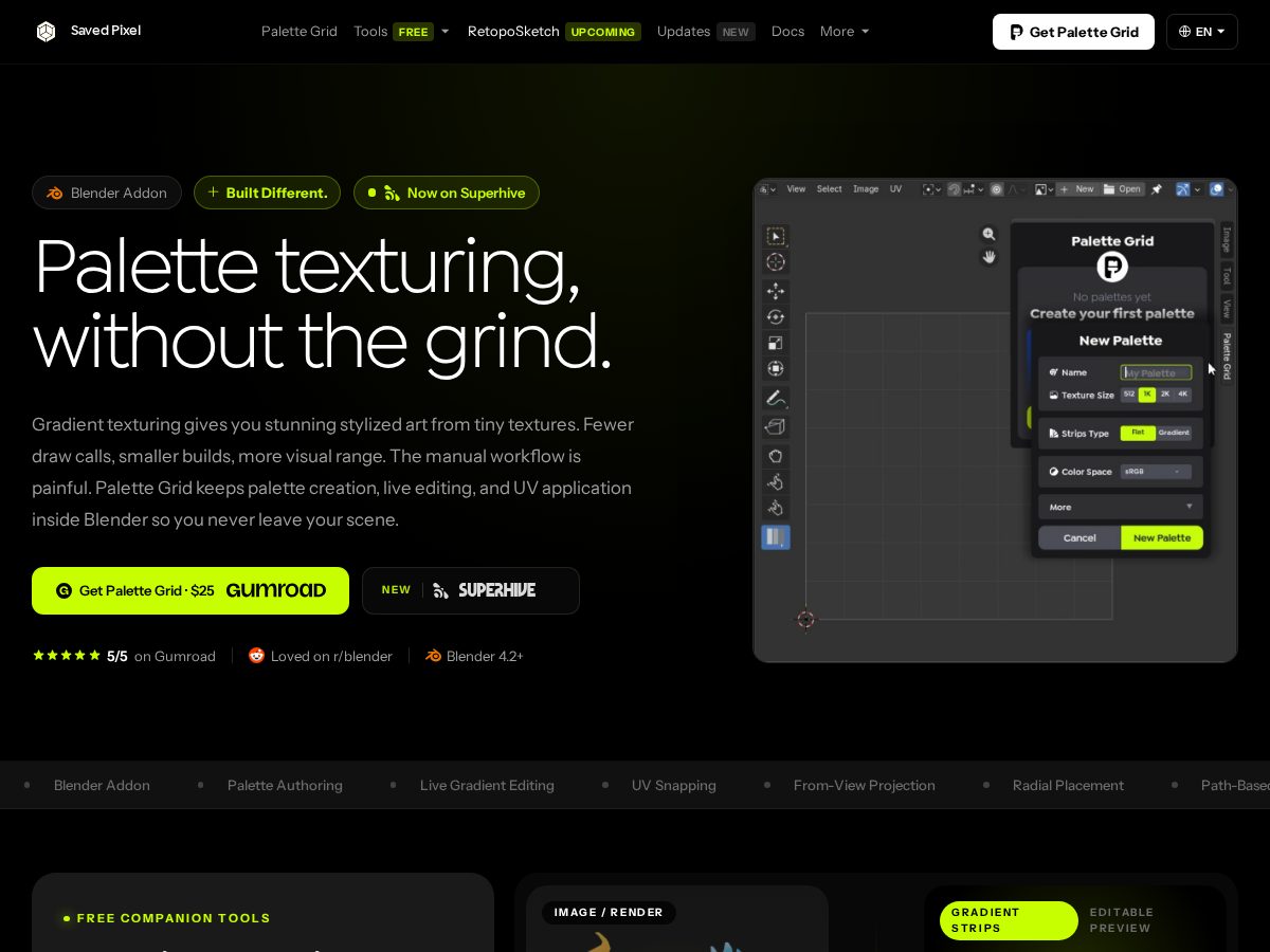 Landing-page snapshot of savedpixelstudio.com