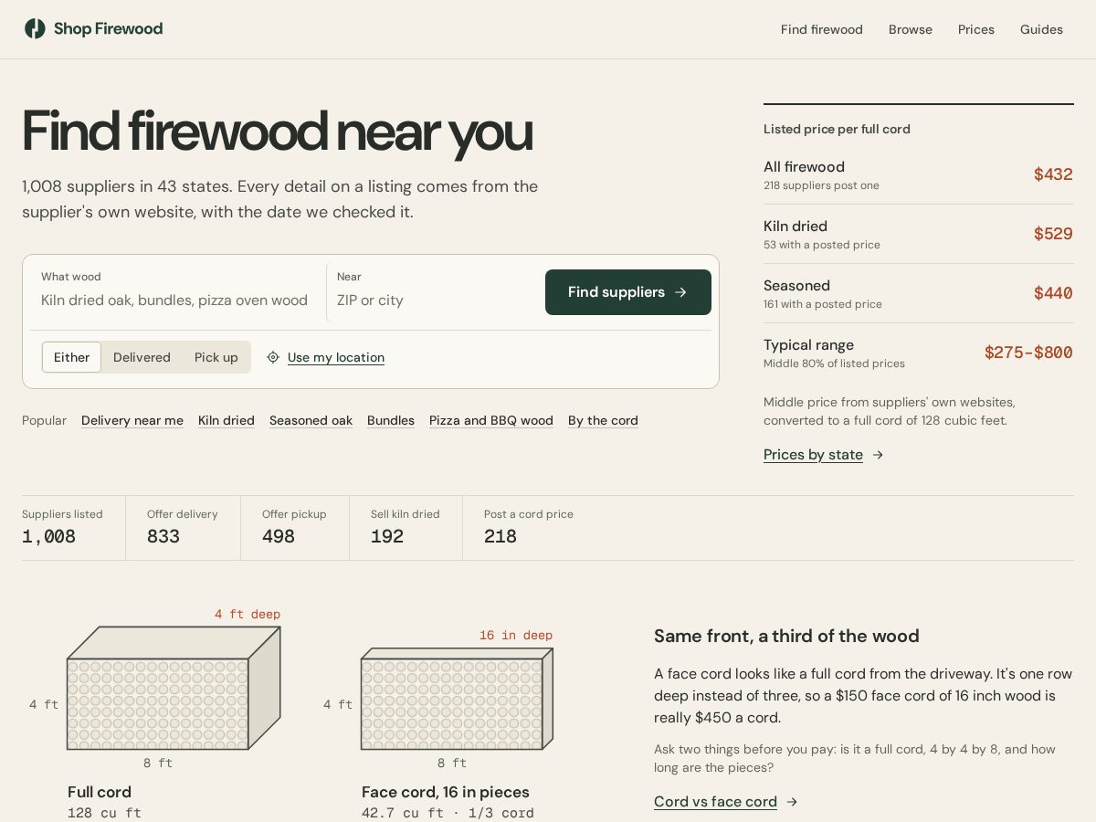 Landing-page snapshot of shopfirewood.com