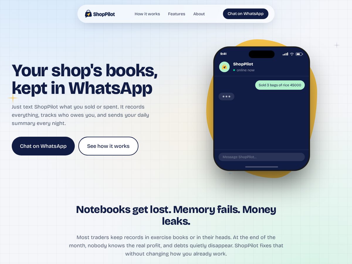 Landing-page snapshot of shoppilotng.com