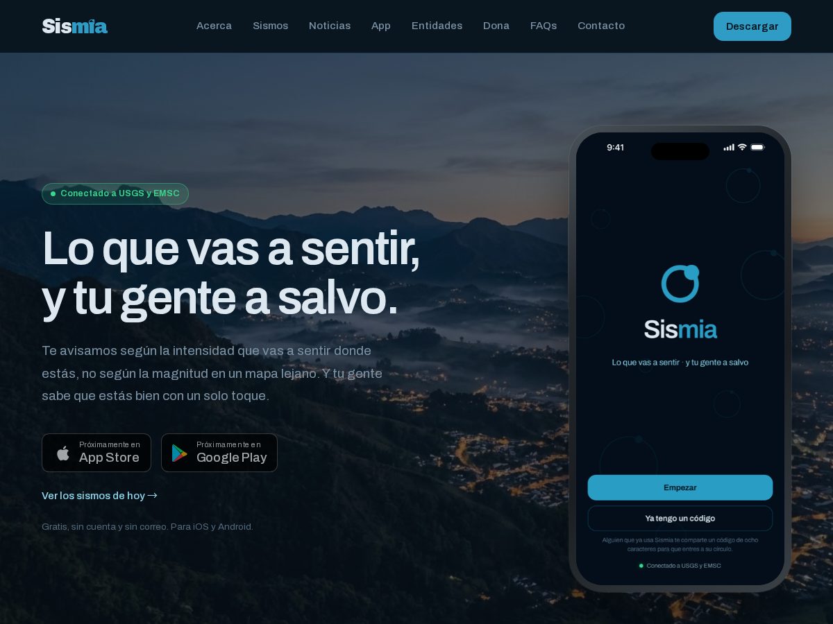 Landing-page snapshot of sismia.app