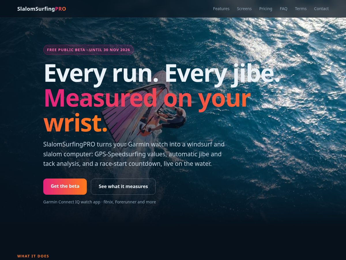 Landing-page snapshot of slalomsurfing.app