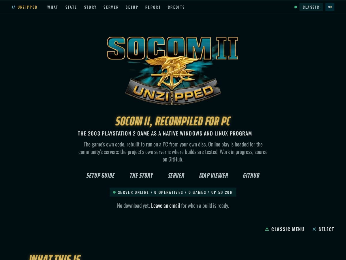 Landing-page snapshot of socomunzipped.com