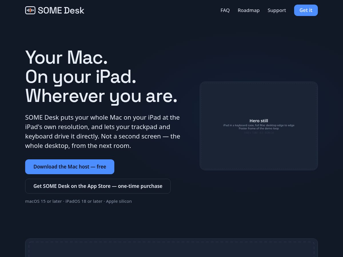Landing-page snapshot of somedesk.app