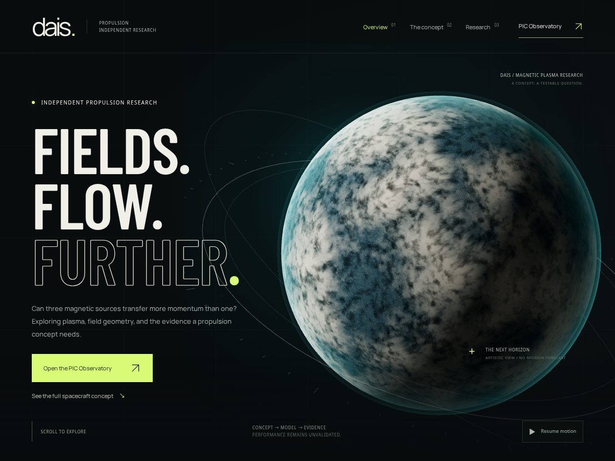 Landing-page snapshot of spacefrontierexploration.com