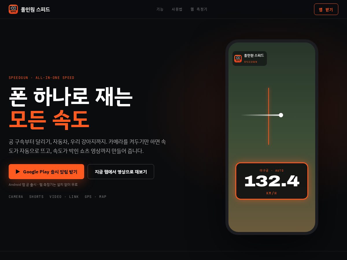 Landing-page snapshot of speedgun.app