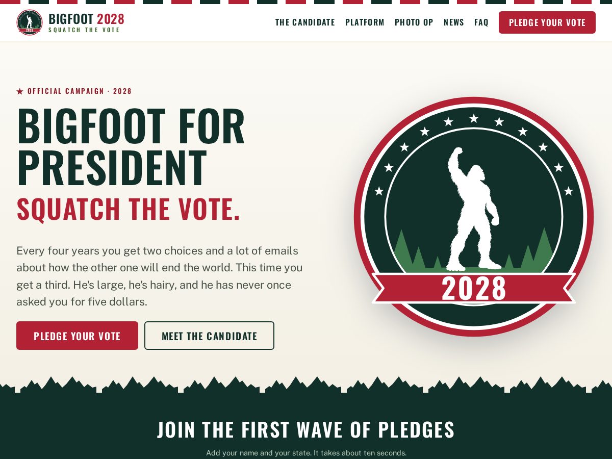 Landing-page snapshot of squatch2028.com