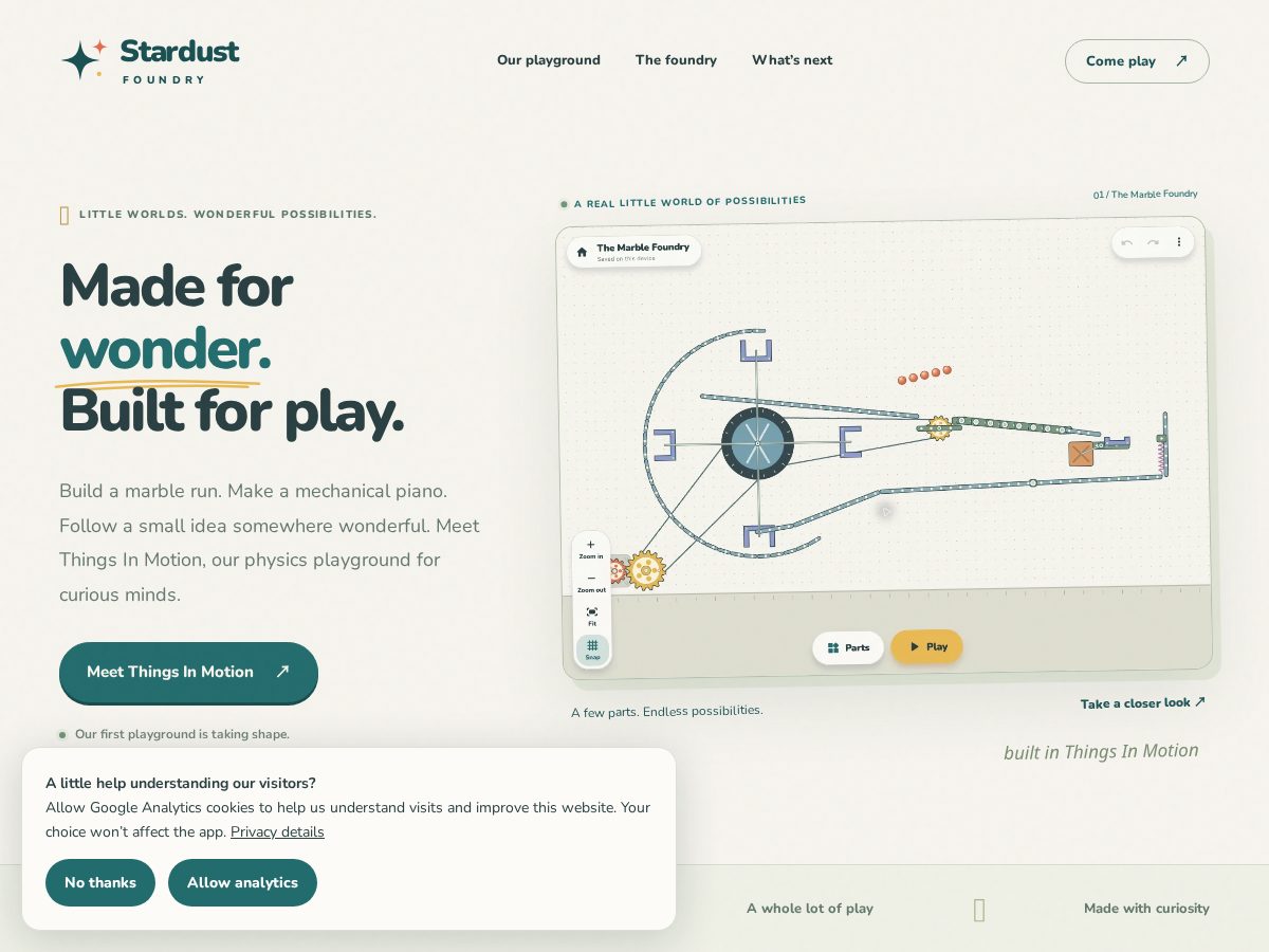 Landing-page snapshot of stardustfoundry.app