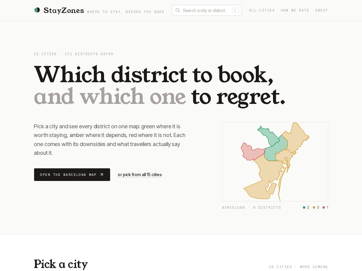 Landing-page snapshot of stayzones.com