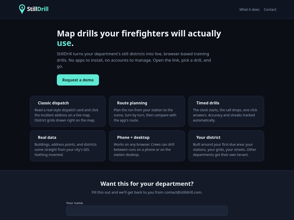 Landing-page snapshot of stilldrill.com