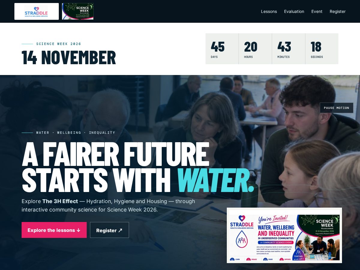 Landing-page snapshot of straddlescienceweek.com