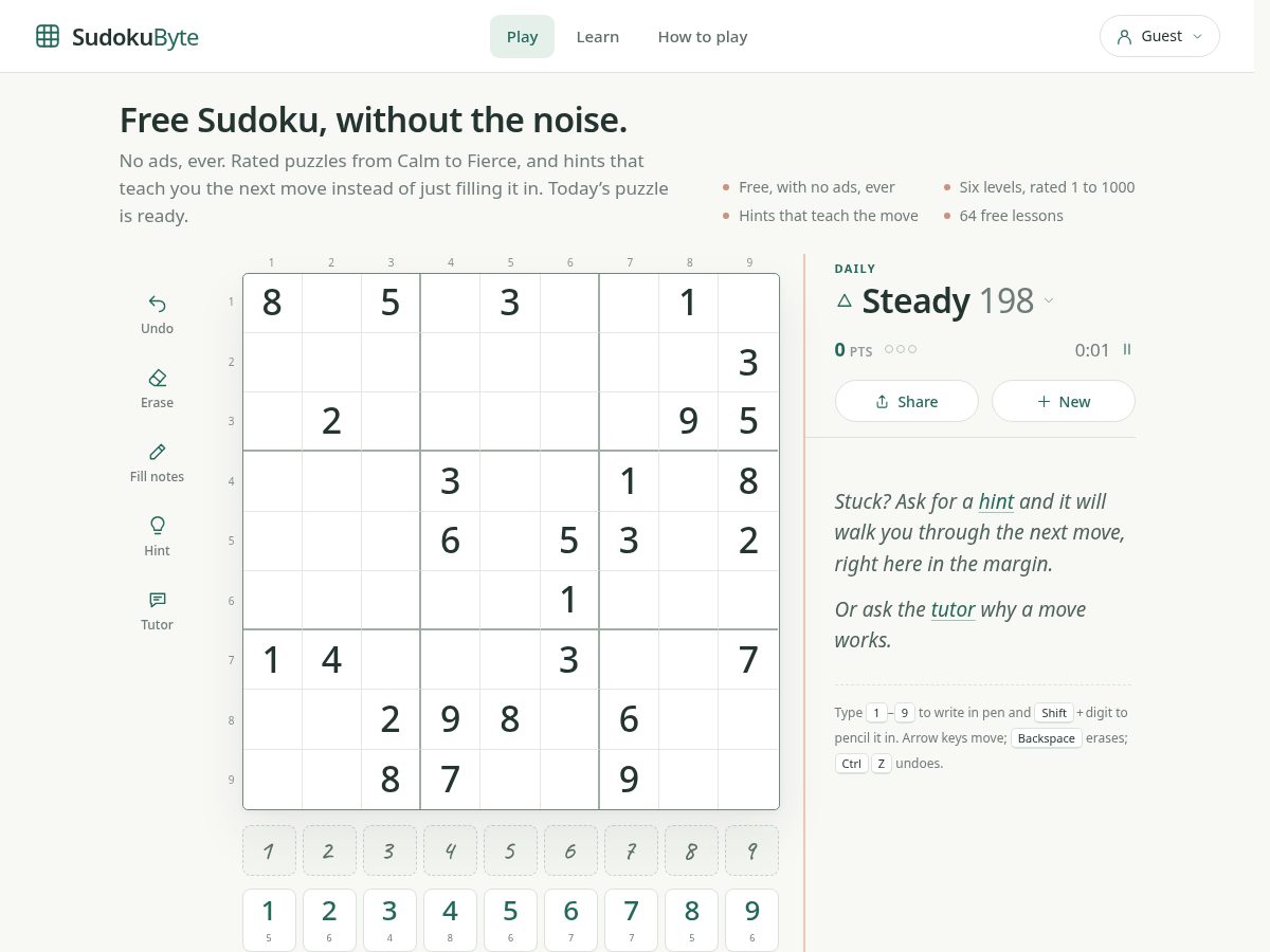 Landing-page snapshot of sudokubyte.app