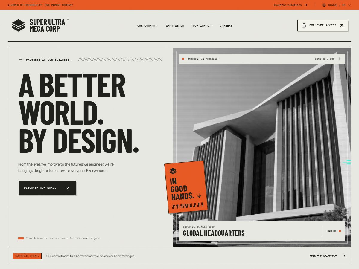 Landing-page snapshot of superultramegacorp.com