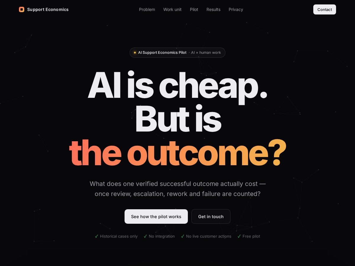 Landing-page snapshot of supporteconomics.com