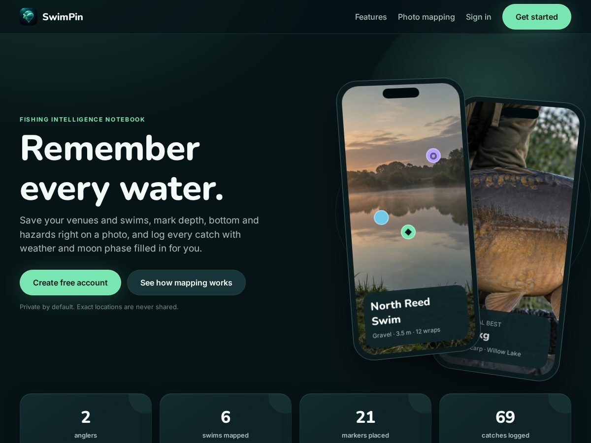 Landing-page snapshot of swimpin.com
