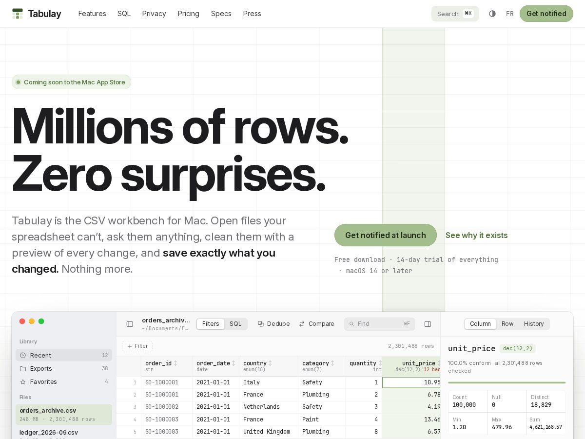Landing-page snapshot of tabulay.app