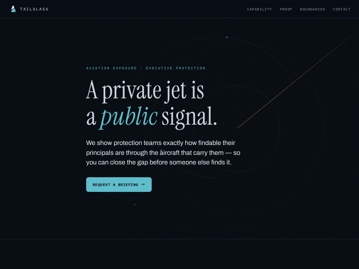 Landing-page snapshot of tailglass.com