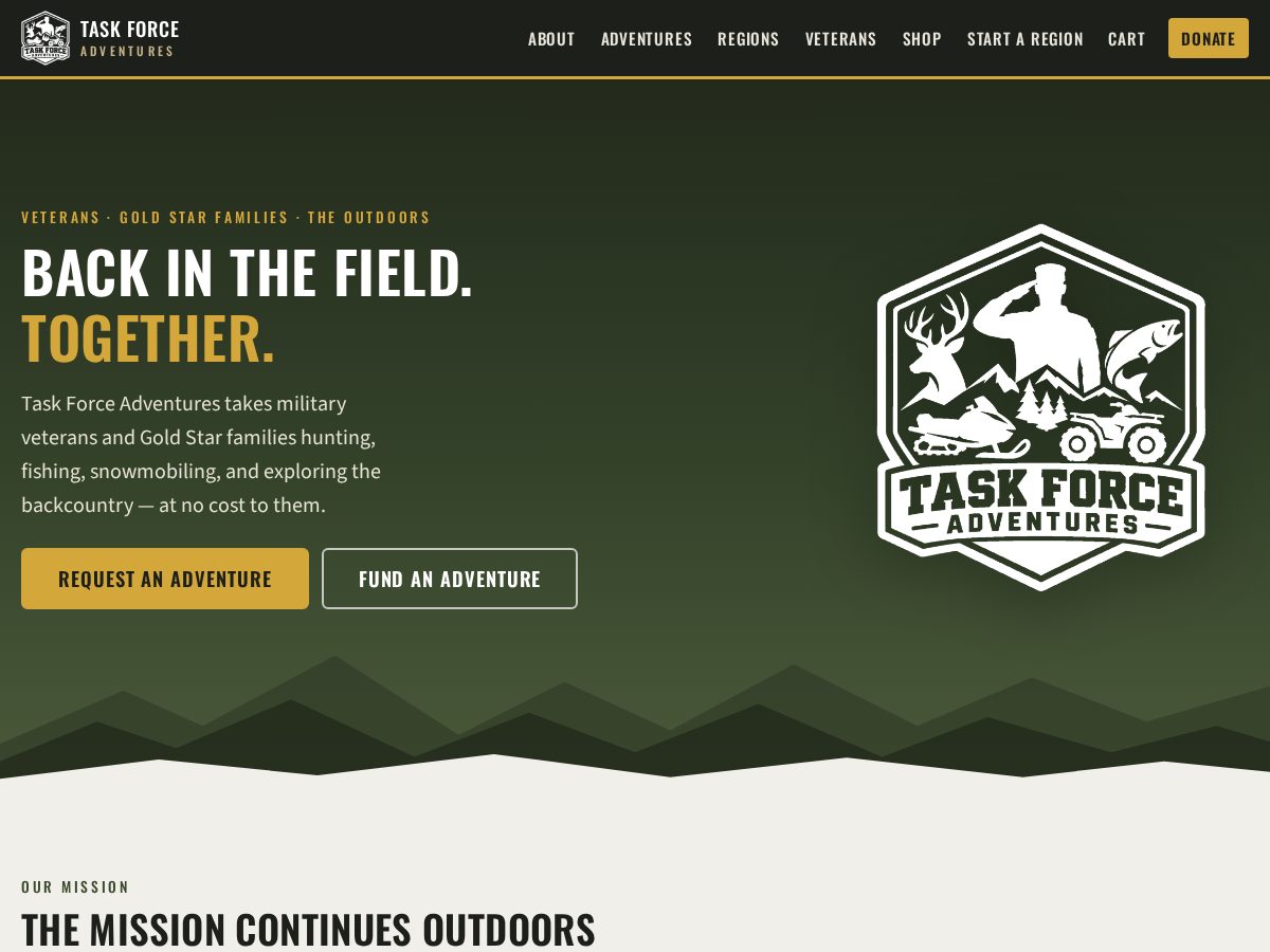 Landing-page snapshot of taskforceadventure.com