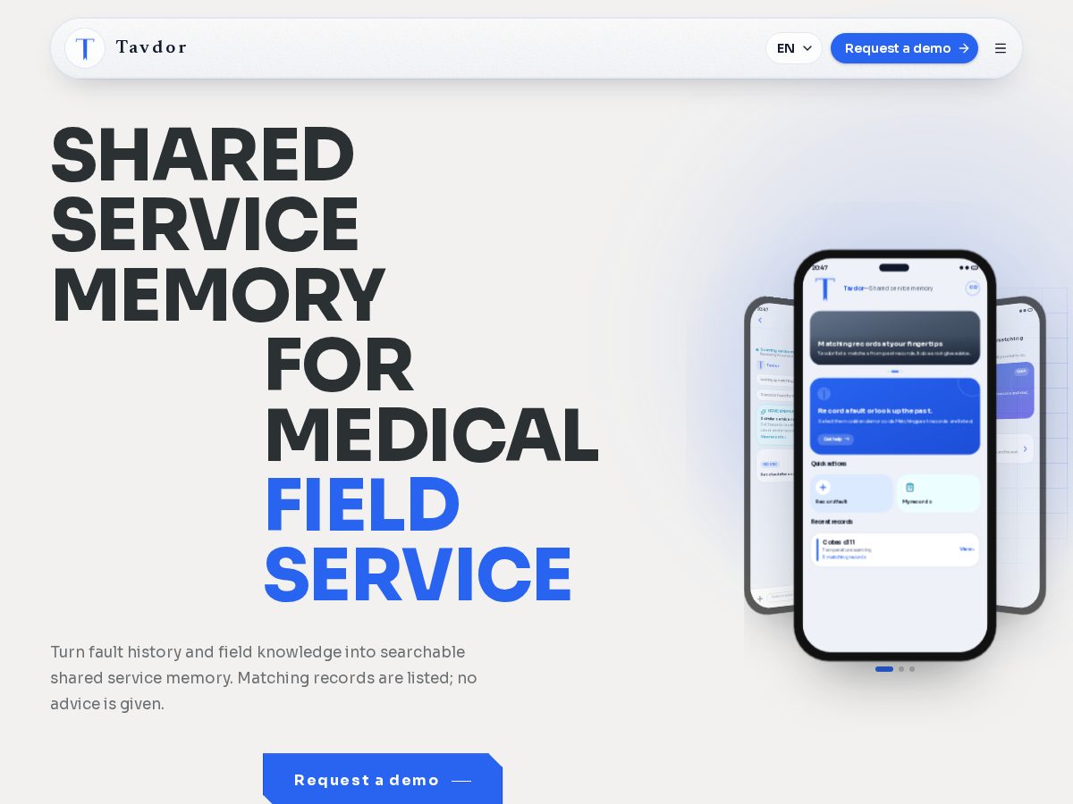 Landing-page snapshot of tavdor.com