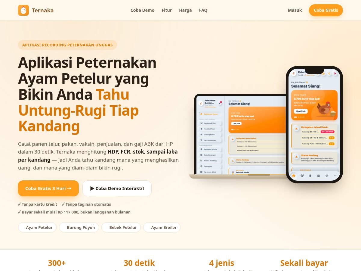 Landing-page snapshot of ternaka.com